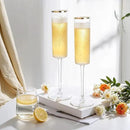 Ciaell 24 Pack Plastic Champagne Flutes - 6Oz Gold Rim Disposable Champagne Glasses - Square Clear Plastic Toasting Glasses for Party Birthday Anniversary Wedding by CozyNest Decor