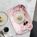 Serving Trays with Handles, 14.5 x 9.8 inch Rectangular Plastic Tray for Restaurant, Kitchen, Pink Cherry Blossom by CozyNest Decor
