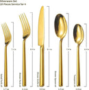 Alata Potter Gold 20-Piece Forged Silverware Set with Utensil-Serving Set, Service for 4, Stainless Steel Flatware Set, Modern Design with Mirror Finish, Ideal for Home, Kitchen, Party, Camping by CozyNest Decor