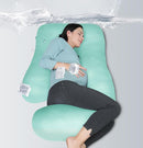 MOON PARK Pregnancy Pillows for Sleeping - U Shaped Full Body Maternity Pillow with Removable Cover - Support for Back, Legs, Belly, HIPS - 65 Inch - Turquoise - Cooling Cover by TinyTreasures Baby Boutique
