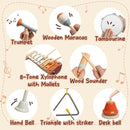 Toddler Musical Instruments Set, Montessori Baby Wooden Toys for Toddlers 1-3, Percussion Instruments for Kids with Xylophone, Neutral Colors Preschool Music Toys by TinyTreasures Baby Boutique