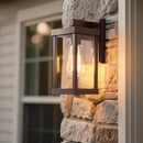 mirrea 11" Classic Outdoor Wall Sconce 1 Light in Oil Rubbed Bronze Rectangular Metal Frame and Clear Glass Shade Waterproof Porch Light Patio Light Pack of 2 by CozyNest Decor