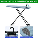 Compact Ironing Board 13 x 43, Iron Board with Heat Resistant Surface, Adjustable Height, Space Saving Table with Hook & Iron Rest for Home & Laundry Room, Diagonal Checkered Blue by CozyNest Decor