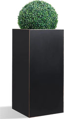 Metallic Heavy Tall Outdoor/Indoor Planter Box 14Lx14Wx30H Inches Rectangular Large Flowerpot, Tall Metal Planter Box for Front Porch ‎25 Pounds, No Assembly Required, Black, 1 Pack by GreenHaven Gardens