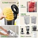 Juicer Machines, TUUMIIST Cold Press Juicer with 5.3" Extra Large Feed Chute Fit Whole Fruits & Vegetables Easy to Clean, High Juice Yield, BPA Free (White) by CozyNest Decor