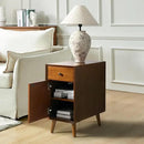 HULALA HOME End Table with Drawer and Charging Station, Modern End Table with USB Ports and Outlets, Wooden Side Table with Storage-Acorn