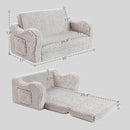Kids Extra Wide Chairs for Toddler, 2-in-1 Toddler Soft Sherpa Couch Fold Out, Convertible Sofa to Lounger for Girls and Boys, Grey by CozyNest Decor