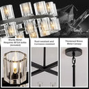 Modern 48 in Black Round Chandelier Light Fixture, Crystal Chandeliers for Dining Room, Living Room, Wagon Wheel Chandelier Over Table Chandeliers for Bedroom,Foyer,Includes 48xG4 Bulbs by CozyNest Decor