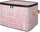 Custom Storage Basket with Name, Personalized Storage Bins with Zipper Lid, Foldable Fabric Storage Box Large capacity with Handle Pink by TinyTreasures Baby Boutique