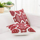 HWY 50 Red Decorative Throw Pillow Covers 18x18 Inch, Pack of 2 Embroidered Cotton Farmhouse Cushion Cover Pillow Case for Sofa Couch Living Room Bed Bedroon, Diamond Design by CozyNest Decor