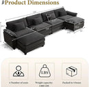URRED Modular Sectional Sofa Comfy Cloud Couch, Modern Velvet Sofa Sleeper Deep Seat Couches with Ottoman/Pillows for Living Room (Dark Gray, 154'' - U Shape) by CozyNest Decor