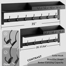 AMBIRD 35 inch Wall Hooks with Shelf, Coat Rack Wall Mount, Large Coat Hanger for Wall, Entryway Shelf with 7 Dual Coat Hooks, 4 Key Hooks and Mail Organizer, Wooden Key Holder Rack (Black) by CozyNest Decor