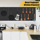 8 Pcs Metal Pegboard Panels, Heavy Duty Peg Boards for Garage and Garden Tool Storage, Includes Drywall Anchors and Screws Kits, Black (8 pcs 16in x 12in) by GreenHaven Gardens