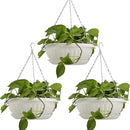 summer flower 12.59" Large Hanging Planters with Drainage Hole&Tray, Hanging Flower Pots Plastic Plant Hanger Holders Hanging Basket for Indoor Outdoor Home Garden Herb Succulent (Pack 3) by GreenHaven Gardens