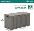 YITAHOME 100 Gallon Outdoor Storage Box, Large Water Resistant Resin Deck Box, Indoor Outdoor Lockable Storage Container for Patio, Garden, Cushions, Tools, Equipment (Taupe) by CozyNest Decor