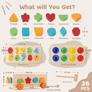 Shape Sorter - Wooden Pound A Ball and Montessori Number Puzzle Set for Babies - Educational Sorting Game with Storage Car for Toddlers by TinyTreasures Baby Boutique