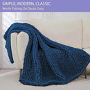Bigacogo Chunky Knit Throw Blanket for Couch, 60x80 inches, 100% Hand Knitted with Thick Jumbo Chenille Yarn, Cozy Soft Large Rope Knot Cable Crochet Blankets for Sofa Bed Living Room, Navy Blue by CozyNest Decor