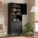 69" Tall Kitchen Pantry Cabinet, Metal Storage Cabinet with 4 Doors and Adjustbale Shelves, Freestanding Cupboards for Dining Room, Living Room, Bathroom by CozyNest Decor