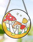 Tuitessine Mushroom Stained Glass Suncatcher Moon Toadstools Window Wall Hanging Ornament Hand-Painted Glass Panel Decor for Home Gift for Nature Plant Mushroom Lovers 6.3"*6.3" by GreenHaven Gardens