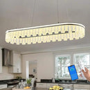 Modern Pendant Lights Kitchen Island, 35.5" Dimmable LED Elliptical Runway Light Fixture Silvery Gray Aluminum Bar Lights Hanging for Dining Room, Kitchen, Restaurant, Living Room by CozyNest Decor