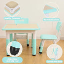 FUNLIO Kids Table and 4 Chairs Set, Height Adjustable Toddler Table and Chair Set for Ages 3-8, Easy to Wipe Arts & Crafts Table, for Classrooms/Daycares/Homes, CPC & CE Approved (5-Piece Set) - Green by CozyNest Decor