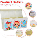 Toy Box Chest for Kids, Collapsible Oxford Toy Storage Box with Handles Mesh Pockets, Extra Large Sturdy Waterproof Organiser for Bedroom Playroom, 37.7×12.5×15.7 Inch (Cute Animal) by TinyTreasures Baby Boutique
