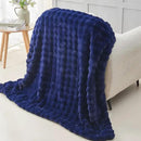 NEWCOSPLAY Faux Fur Throw Blanket Dark Navy Bubble Blanket Thick Warm Soft for Couch Sofa Bed 550GSM (Dark Navy, Throw(50"x60")) by CozyNest Decor