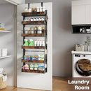6 Tier Over The Door Pantry Organizer, 2 IN 1 Wall Mount or Metal Hanging Spice Rack for Pantry Organizers and Storage, Seasoning Shelves，Adjustable Basket with Hooks for Kitchen, Bathroom,Laundry by CozyNest Decor