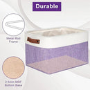 Storage Bins Large Fabric Storage Baskets for Shelves 3 Pack, Decorative Linen Closet Baskets with Handles for Organizing, Shelf, Clothes, Home, Office, 15x11x9.5Inches (Purple&White) by CozyNest Decor