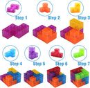 WorWoder Kids Magnetic Building Blocks Magic Magnetic 3D Puzzle Cubes, Set of 7 Multi Shapes Magnetic Blocks with 54 Guide Cards, Intelligence Developing and Stress Relief Fidget Toys for Kids (Blue) by TinyTreasures Baby Boutique