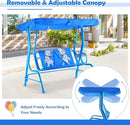 GLACER Porch Swing, Kids Patio Hammock w/Adjustable Canopy & Stand, Safety Belt, 2 Seats Outdoor Swing Bench, Metal Frame Hanging Lounge Chair, Swing Sets for Backyard, Garden, Poolside (Blue Puppy) by TinyTreasures Baby Boutique