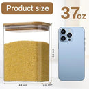 Liuruiyu Glass Storage Jars 12 * 8cm [Set of 6],Clear Glass Food Storage Containers with Airtight Bamboo Lid Stackable Kitchen Canisters for Candy,Cookie,Rice,Sugar,Flour,Pasta(Square) by CozyNest Decor