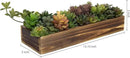 MyGift Artificial Succulent Centerpiece, 15.75 Inch Faux Succulents Arrangement Plants in Rustic Burnt Wood Rectangular Planter Box by CozyNest Decor