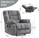 Massage Recliner Chair with Heat and Massage, Soft Fabric Ergonomic Manual Reclining Chairs, Heavy Duty Reclining Sofa Chair with Side Pockets for Living Room (Light Grey) by CozyNest Decor