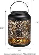 Glitzhome Solar Lantern Black Metal Cutout Scrollwork Outdoor Hanging Solar Light with Handle for Garden Patio Yard Outdoor Decor by GreenHaven Gardens