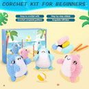 Crochet Kit for Beginners -3 PCS Sharks with a Ball Crochet Kit with Step-by-Step Video Tutorials, Beginner Crochet Kits for Adults Kids, Crochet Animal Kit, Shark Beach Party Crocheting Set by TinyTreasures Baby Boutique