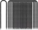 Ground-Stakes-Heavy-Duty-12 inch, U-Hook Rebar Stakes Black Coated Anti-Rust 16pcs Garden Stakes Metal Ground Anchors for Garden Dog Fence Chicken Coop Christmas Decorations Deer Fence by CozyNest Decor