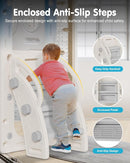 Babytronic Toddler Slide Set, 8 in 1 Kids Slide with Climber, Indoor Outdoor Slide for Toddlers Age 1-3, Toddler Playset with Basketball Hoop and Tunnel, Toddler Indoor Outdoor Playground (White&Gray) by TinyTreasures Baby Boutique