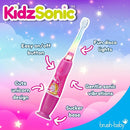Brush-Baby - KidzSonic Unicorn Kids Electric Toothbrush, Ages 3+ Years - DeepClean Bristles, Suction Base - Fun Design with Flashing Lights - 2 x Replacement Heads & 1 x AAA Battery by TinyTreasures Baby Boutique