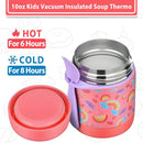 10oz Soup Thermo for Hot Food Kids,Lunch Thermo Kids Food Jar with Spoon Hot Insulated Food Containers,Leak Proof Stainless Steel Wide Mouth Lunch Food Thermo Jar for School(Pink-Rainbow) by TinyTreasures Baby Boutique