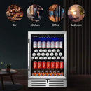 24 Inch Beverage Refrigerator Cooler,210 Cans Wide Beverage and Beer Fridge with Glass Door and Powerful Cooling Compressor, Built-in/Freestanding Drink Fridge for Kitchen, Bar or Office by CozyNest Decor