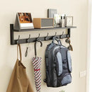 BAMEOS 35 Inch Wall Hooks With Shelf - Entryway Hanging Wood Coat Rack With 7 Dual Hooks for Bathroom, Living Room, Bedroom (Black) by CozyNest Decor
