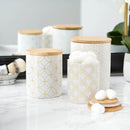 DII Kitchen Ceramics Collection, Canister Set, Mixed Print, White/Gold, 3 Piece by CozyNest Decor