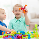 48 Piece Suction Cup Toys Construction Set, Silicone Building Blocks DIY Blocks - Sucker Toy are Fun Bath Toys, Fidget Toys for Toddlers 1-3 Old Boys and Girls by TinyTreasures Baby Boutique