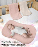 Muslin Baby Lounger Cover for Snuggle Me Organic Lounger/Baby Lounger/Organic Cotton Handmade Cover for Infant/Toddler Lounger/Nursing Pillow(Pink, Wheat) by TinyTreasures Baby Boutique