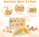 Hammering Pounding Toys Wooden Educational Toy Xylophone Shape Sorter, Birthday Gift for 1 2 3 Years Boys Girls Baby Toddler Kids Developmental Montessori Learning Toy (Yellow) by TinyTreasures Baby Boutique