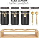 Yangbaga 304 Stainless Steel Coffee Canisters for Ground Coffee,3 x 63 OZ Coffee Container with Shelf Coffee Bean Storage, Food Storage Jar with Gold Airtight Locking Clamp and Spoon for Kitchen by CozyNest Decor