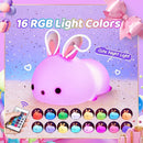 One Fire Night Light for Kids Room, Timer Baby Toddler Nursery Animal Battery Remote Kawaii Night Lamp, Cute Decor Easter Bunny Gift/ Basket Stuffers Decoration by TinyTreasures Baby Boutique