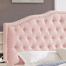 24KF Upholstered Button Tufted Queen Headboard with Nailhead Trim, Elegant Boucle Fabric Full headboard, 6031-Q-Boucle-Pink by CozyNest Decor