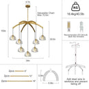 Modern Gold Chandelier, 34 inch Crystal Chandeliers for Dining Room (7-Light), Elegant Decoration Light for Living Room, Foyer Brass Chandeliers by CozyNest Decor